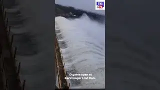 LOWER MANAIR DAM KARIMNAGAR 10 GATES WERE OPEN، AVERY BEAUTIFUL SCENE۔