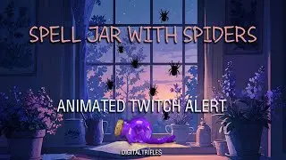 Animated Twitch Alert, Purple Magic Jar of Spiders, Halloween Stream Overlay, Vtuber Asset, Sound