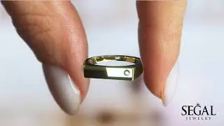 Thin Signature Band With Black Diamond - Norah