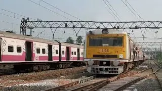Train traffic crossing emu vs emu local train train | indian railway