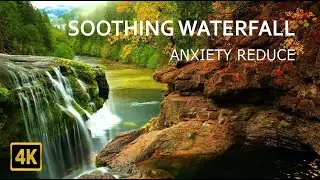4 Hours of Soothing Waterfall Sounds And 4k 🎧 Sleep, Study, Relax, Stress Relief, Meditation, Yoga