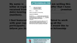 Acceptance Letter for Fellowship - Letter for Accepting the Fellowship Offer