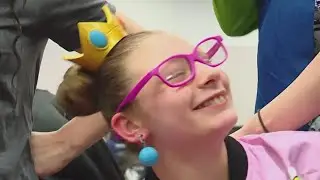 Princess Peach Magic Wheelchair lights up Lilly's face