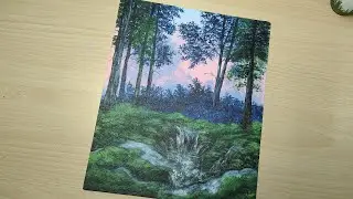 Easy forest painting tutorial/acrylic painting for beginners/painting ideas 