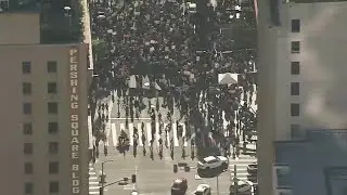 Watch Live: Demonstrators march in downtown LA in protest of deadly Minneapolis ICE shooting