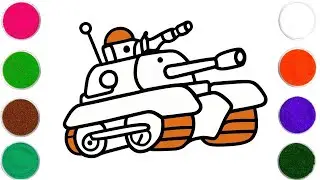 Draw and Color a Battle Tank Sand Painting | How to Draw | Sand Art
