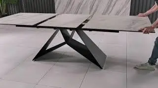 Customized Modern Furniture Metal Feet Ceramic top Extendable Dining Table