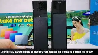 Zebronics 2.0 Tower Speakers ZEB-BT7600RUCF | Unboxing & Sound Test Review