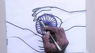 💫How To Draw Happy Republic Day ||Drawing Hand And Ashok Chakra ||Independence Day Drawing//@ArunArt