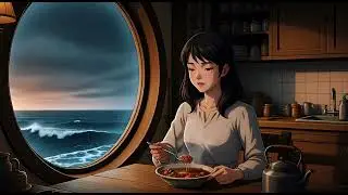 Living Alone in a Lighthouse During a Storm ⛈️🌊 | Ocean Sounds ASMR | Ghibli Style