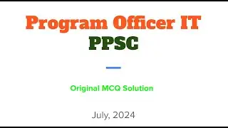 PPSC Test | Program Officer IT | MCQs