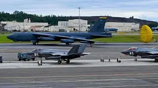 Two B-52H Stratofortress bombers  land at Joint Base Elmendorf-Richardson