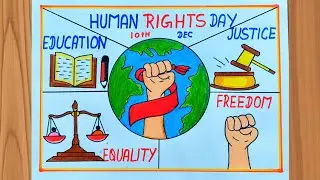 Human Rights Day drawing | How to draw Human Right Day Poster drawing| Law Day drawing easy