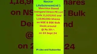 Nectar LifeSciences Ltd 1 I FII Sells Shares I Stock Market News I#multibaggers