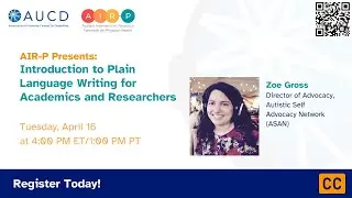 AIR-P Presents: Introduction to Plain Language Writing for Academics and Researchers