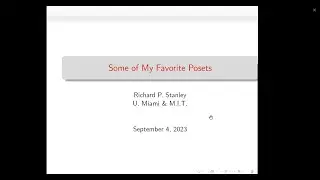 ICECA2023 - Richard Stanley - International Conference on Enumerative Combinatorics & Applications