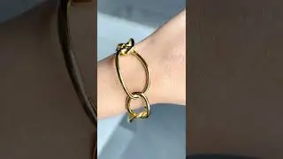 Big Links 18K Gold Anti Tarnish Cuff Bracelet For Women