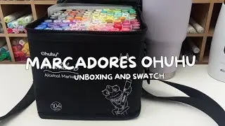 Marcadores Ohuhu Honolulu 104 cores - Unboxing and Swatch