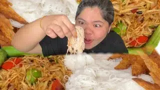 ส้มตำถาด กับไก่ทอดน้ำปลากรอบ ขนมจีนครึ่งกิโล|filmhaemmarat 