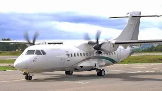 DAT ATR-42 in rare colour scheme | Start up & Takeoff at Stord airport, July 2024