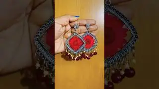 Resin Jhumka with red flower  @All-in-one-entertainment
