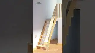 Hidden Folding Staircase in Solid Wood | Smart Mechanical Space-Saving Design #interiordesign #home