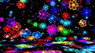 4K Screensaver | Neon Colorful Flowers &ndash; Sparkling Petals VJ Loop | 8 Hours (No Sound)