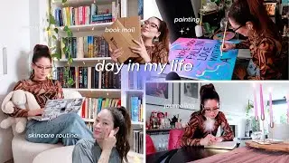 a cosy and creative day in my life ☁️ poetry, painting, my skincare routine, journaling, book mail