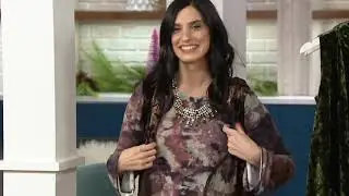 LOGO by Lori Goldstein Panne Velvet Cascade Front Vest w/ Chiffon on QVC