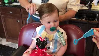 First Haircut at Walt Disney World Magic Kingdom Barber Shop