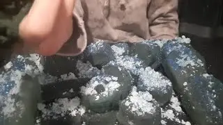 ASMR frozen floral foam seashells blue powder crushing (no talking)