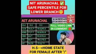 Nit arunachal safe percentile for lower branch 🔴 😇✅ #jee #percentile #shorts #nit #jeemains #cutoff