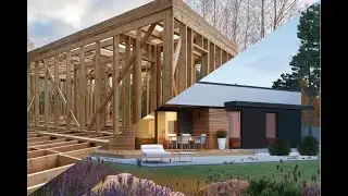 Maison en Bois MINI 1 MODERN, ossature bois pr&eacute;fabriqu&eacute;, montage, assemblage murs, plancher