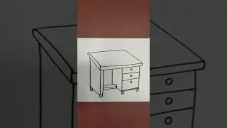 How To Draw A Desk Table Easy | Desk Table Step By Step Line Drawings | Easy drawing idea #shorts