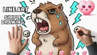 Drawing an Angry Capybara | Simple Line Art & Color Result