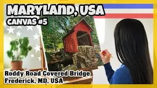 Painting of an Enchanting Covered Bridge: Frederick County, Maryland, USA - Canvas #5