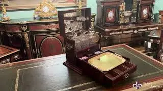 Antique Victorian Three Bottle Tantalus & Games Compendium 19th C