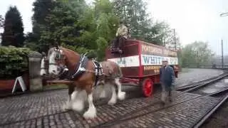 Horse Drawn Pantechnicon and Vintage Removal Van Procession at Beamish