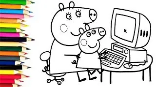 Peppa Pig Coloring Pages | How to Draw Peppa Pig Computer | Drawing and Learn Colors for Children