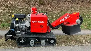 Geri Wicki Spezialholzerei Wurzelstockfräse mit Westtech Woodcracker und FSI B31 980 Remote