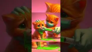 Kitten become infected by slime virus #cartooncat #cat #catcatfunnyfightcompilation #animals #cats