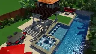 Lap pool with swim up bar