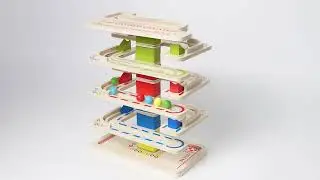 Wooden ball run toy race track set #toys #wood #ball #track #race #education