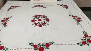 Easy and Beautiful hand embroidery flower design//hand work bedsheet design//chadar ki design