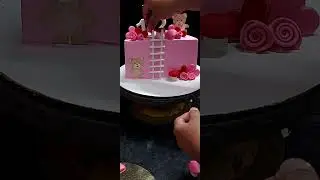 Pink Teddy Bear Half Birthday Cake #cakedesign