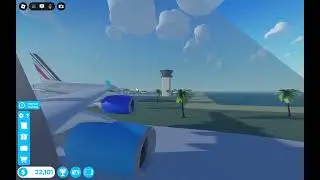 A340-500 wing view taxi and takeoff in tahiti on blue air