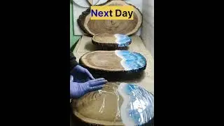 Tree Slice Turned Into Ocean coffee Table#shorts#oceanresin#resintable#coffeetable#woodworking #art