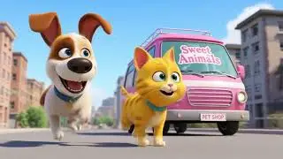 Dog & Cat Friendship Sweet Animals Cartoon