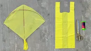 How To Make A Big Kite With Plastic Bag Shopper || Gudda Making At Home With Simple Steps 😍