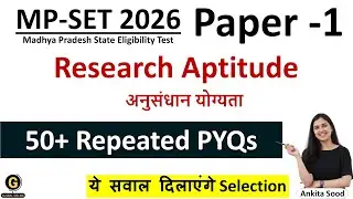 Research Aptitude MCQs for  MP SET 2026 | Paper 1 Research Aptitude Preparation | Most Expected MCQs